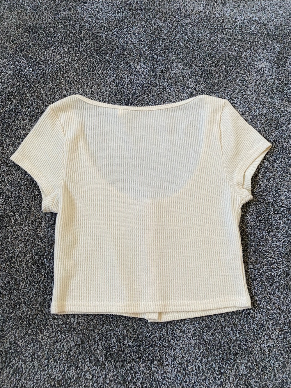 Women's Cream Ribbed Button-Front Crop Top - Picture 2 of 2